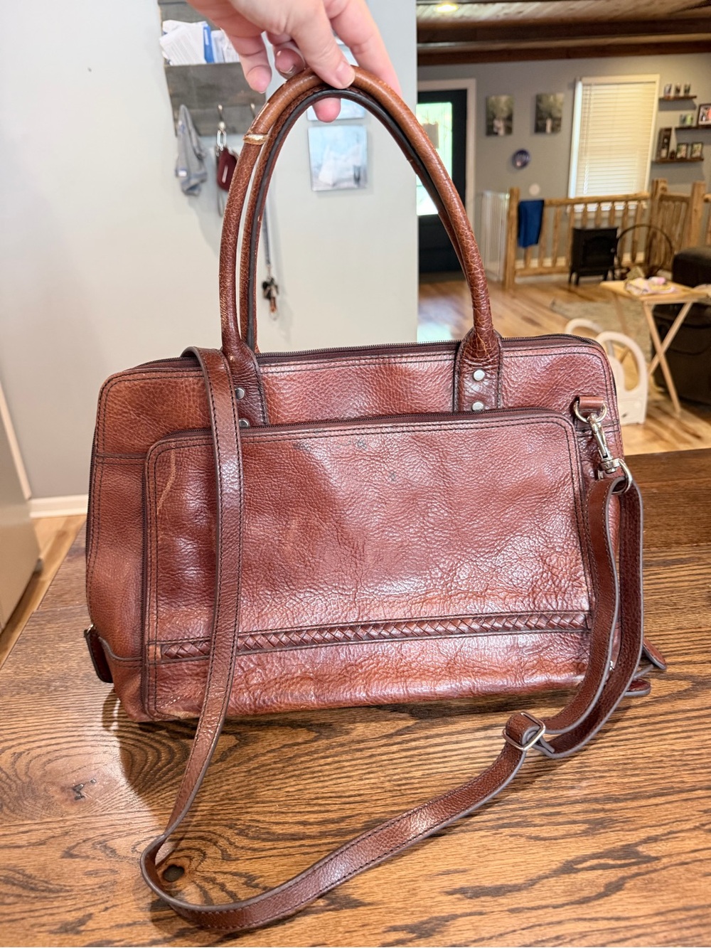 Wilsons Leather Brown Leather Laptop Bag with Shoulder Strap